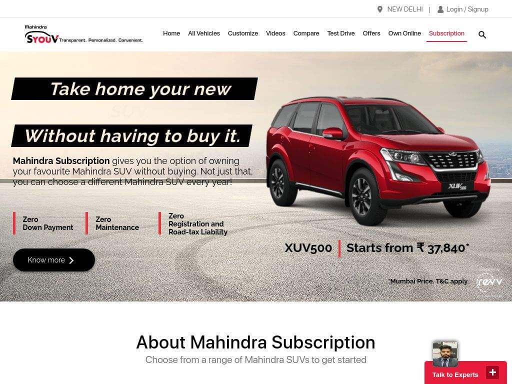 Mahindra Subscription